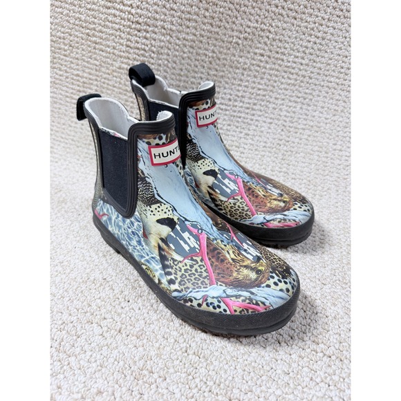 Hunter x Matt Maitland Chelsea Boots Womens 7 Hyper Normal Animal Print Ankle - Picture 1 of 8
